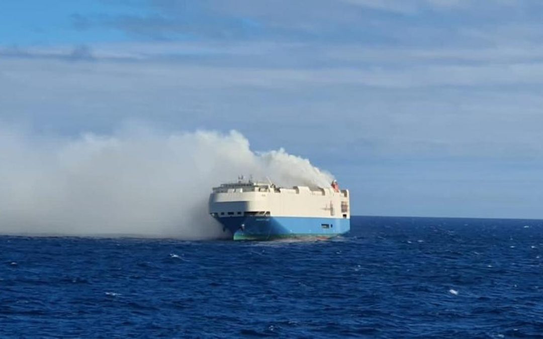 Car Carrier Felicity Ace Abandoned After Catching Fire In Atlantic Ocean