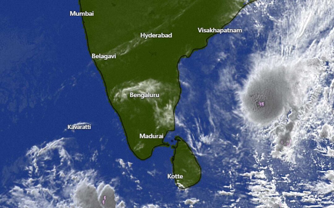 A low-pressure system is expected to develop over the Bay of Bengal and is projected to strengthen into a depression