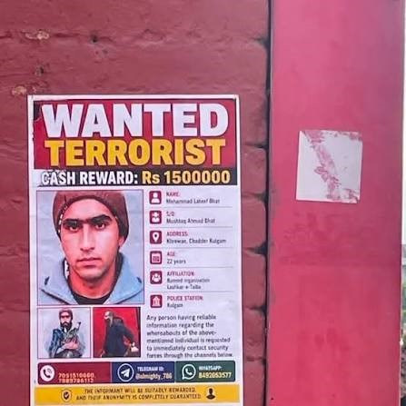 Police Put Up Posters of Lashkar Commander Across J&K, Announce Rs 15 Lakh Reward