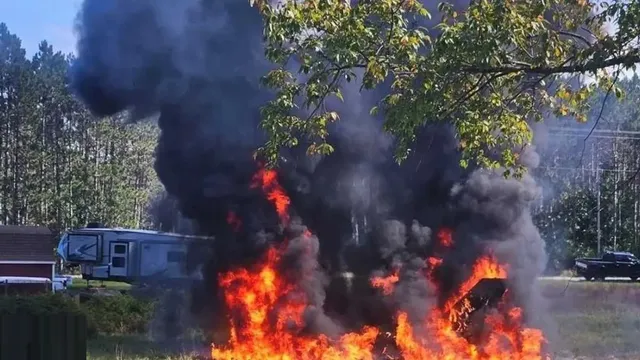 US F-16 fighter jet goes down in Michigan, erupts in flames